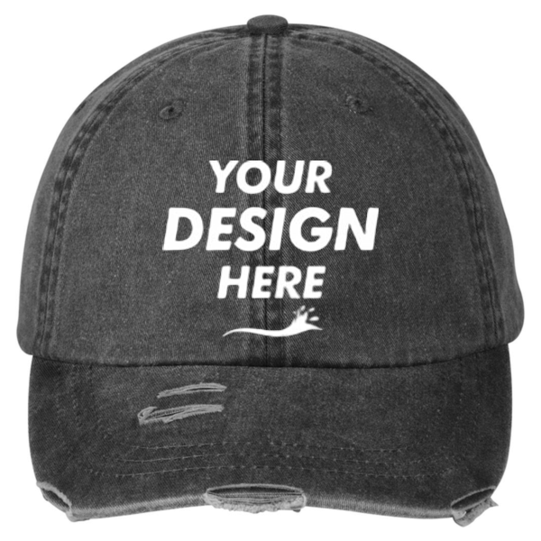 Adams Classic Pigment Distressed Cap, Black, Front view, Mockup