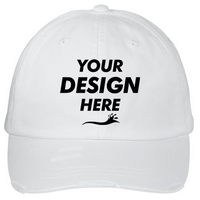 Adams Classic Pigment Distressed Cap, White, Front view, Mockup