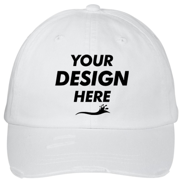 Adams Classic Pigment Distressed Cap, White, Front view, Mockup