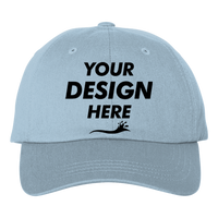 Adams Optimum Pigment-Dyed Dad Hat, Baby Blue / Baby Blue, Front view, Mockup