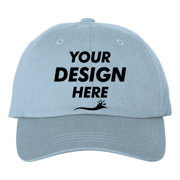 Adams Optimum Pigment-Dyed Dad Hat, Baby Blue / Baby Blue, Front view, Mockup