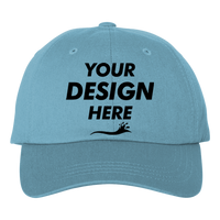 Adams Optimum Pigment-Dyed Dad Hat, Caribbean Blue / Caribbean Blue, Front view, Mockup