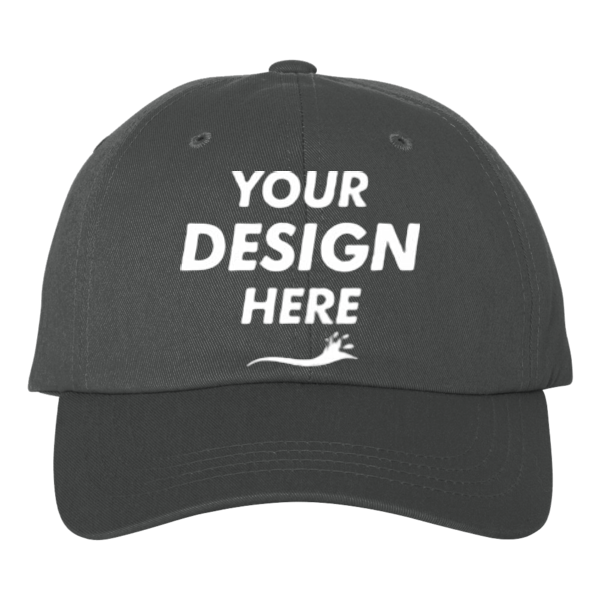 Adams Optimum Pigment-Dyed Dad Hat, Charcoal / Charcoal, Front view, Mockup