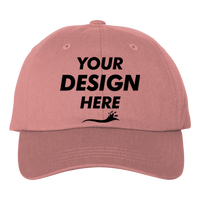 Adams Optimum Pigment-Dyed Dad Hat, Coral / Coral, Front view, Mockup
