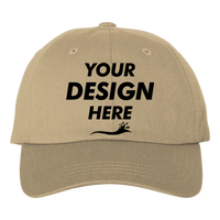 Adams Optimum Pigment-Dyed Dad Hat, Khaki / Khaki, Front view, Mockup