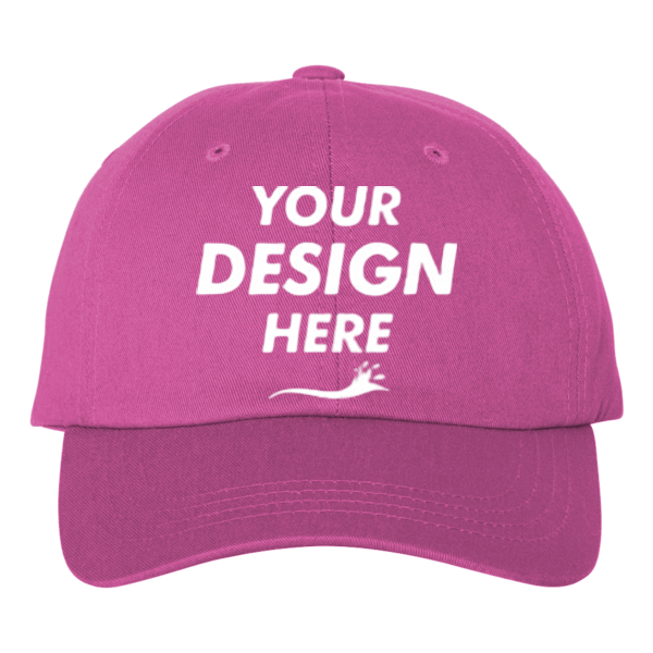 Adams Optimum Pigment-Dyed Dad Hat, Neon Pink / Neon Pink, Front view, Mockup