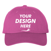 Adams Optimum Pigment-Dyed Dad Hat, Neon Pink / Neon Pink, Front view, Mockup