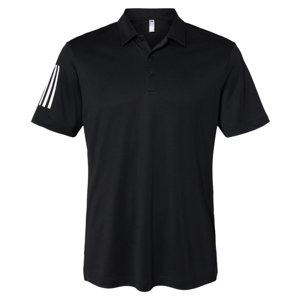 Adidas Floating 3-Stripes Polo, Black / White, Front view