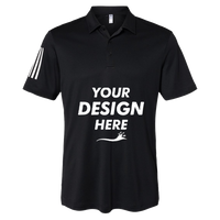 Adidas Floating 3-Stripes Polo, Black / White, Front view, Mockup