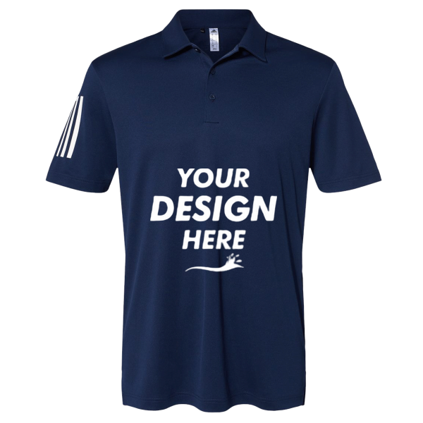 Adidas Floating 3-Stripes Polo, Team Navy Blue / White, Front view, Mockup