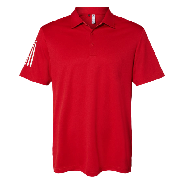 Adidas Floating 3-Stripes Polo, Team Power Red / White, Front view