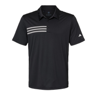 Adidas Men's 3-Stripes Chest Polo, Black / White, Front view