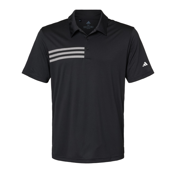 Adidas Men's 3-Stripes Chest Polo, Black / White, Front view