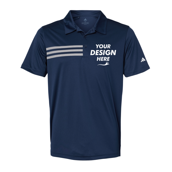Adidas Men's 3-Stripes Chest Polo, Collegiate Navy / White, Front view, Mockup