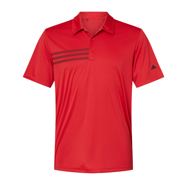 Adidas Men's 3-Stripes Chest Polo, Collegiate Red / Black, Front view