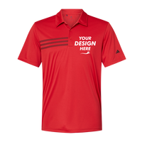 Adidas Men's 3-Stripes Chest Polo, Collegiate Red / Black, Front view, Mockup