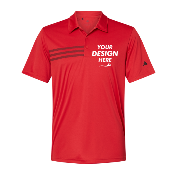 Adidas Men's 3-Stripes Chest Polo, Collegiate Red / Black, Front view, Mockup