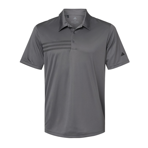 Adidas Men's 3-Stripes Chest Polo, Grey Five / Black, Front view