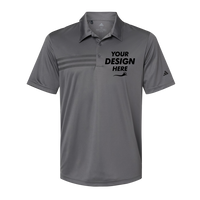 Adidas Men's 3-Stripes Chest Polo, Grey Five / Black, Front view, Mockup