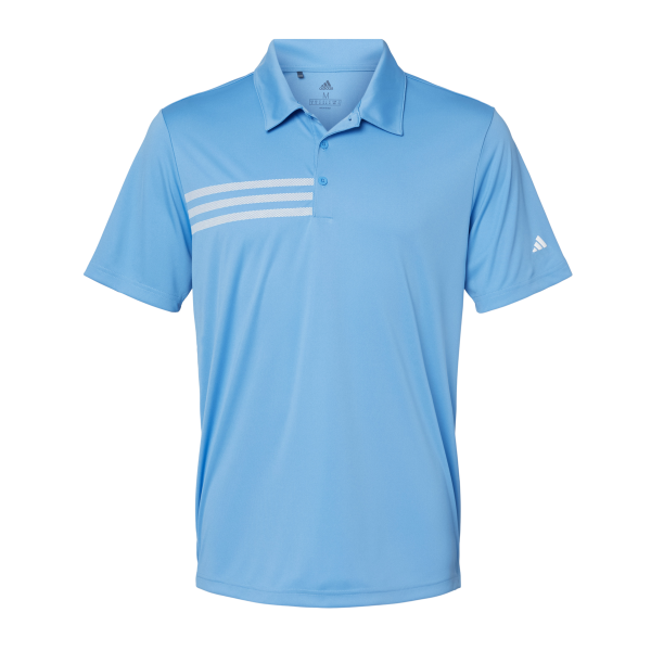 Adidas Men's 3-Stripes Chest Polo, Lucky Blue / White, Front view