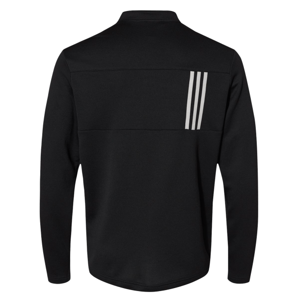 Adidas Men's 3-Stripes Double-Knit Quarter-Zip Pullover, Black / Grey Two, Back view