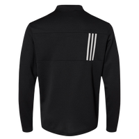 Adidas Men's 3-Stripes Double-Knit Quarter-Zip Pullover, Black / Grey Two, Back view