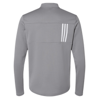 Adidas Men's 3-Stripes Double-Knit Quarter-Zip Pullover, Grey Three / White, Back view