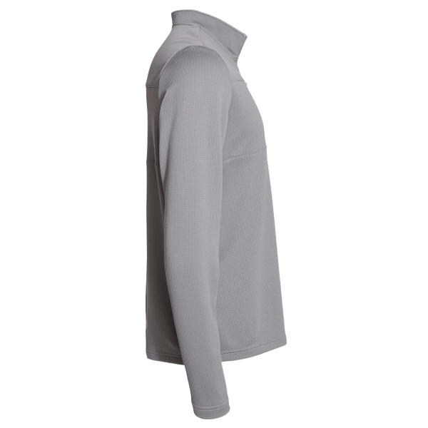 Adidas Men's 3-Stripes Double-Knit Quarter-Zip Pullover, Grey Three / White, Right Sleeve view