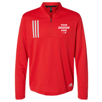 Adidas Men's 3-Stripes Double-Knit Quarter-Zip Pullover, Team Collegiate Red / Grey Two, Front view, Mockup