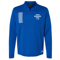 Adidas Men's 3-Stripes Double-Knit Quarter-Zip Pullover, Team Royal / Grey Two, Front view, Mockup