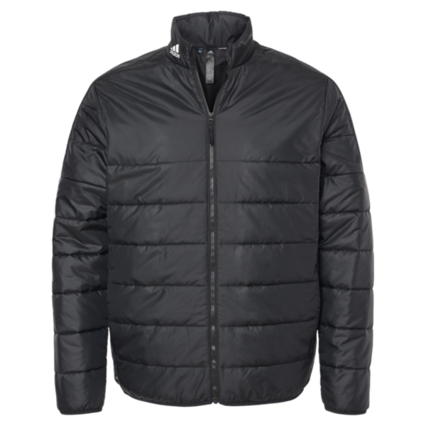 Adidas Men's 3-Stripes Puffer Full-Zip Jacket, Black, Front view