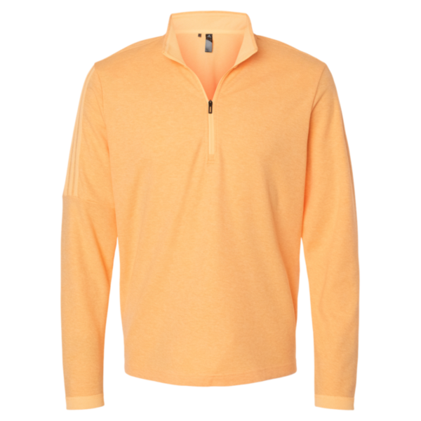 Adidas Men's 3-Stripes Quarter-Zip Sweater Pullover, Acid Orange Melange, Front view