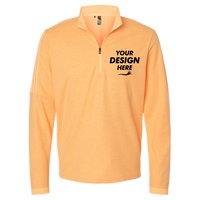 Adidas Men's 3-Stripes Quarter-Zip Sweater Pullover, Acid Orange Melange, Front view, Mockup