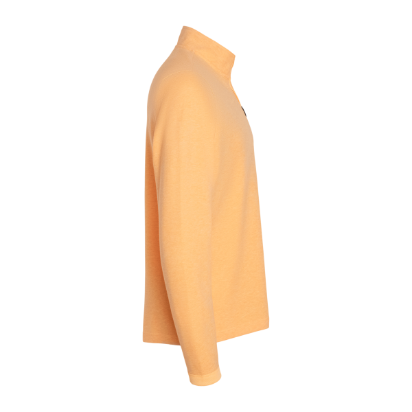 Adidas Men's 3-Stripes Quarter-Zip Sweater Pullover, Acid Orange Melange, Right Sleeve view