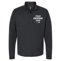 Adidas Men's 3-Stripes Quarter-Zip Sweater Pullover, Black Melange, Front view, Mockup