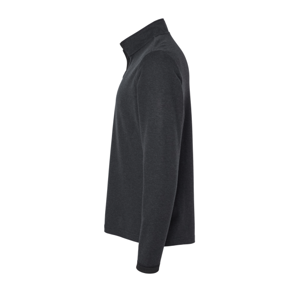 Adidas Men's 3-Stripes Quarter-Zip Sweater Pullover, Black Melange, Left Sleeve view