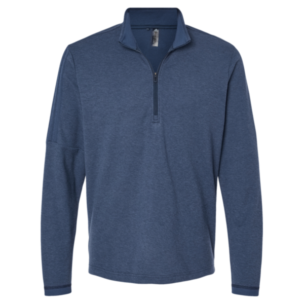 Adidas Men's 3-Stripes Quarter-Zip Sweater Pullover, Collegiate Navy Melange, Front view