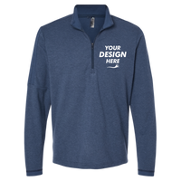 Adidas Men's 3-Stripes Quarter-Zip Sweater Pullover, Collegiate Navy Melange, Front view, Mockup