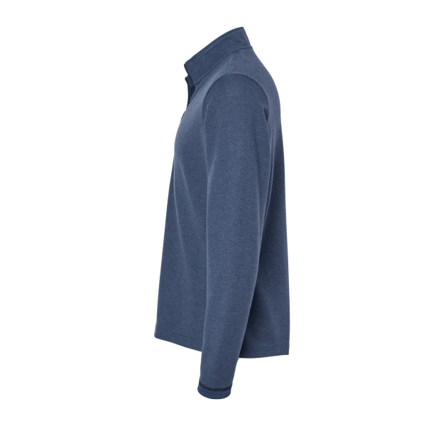Adidas Men's 3-Stripes Quarter-Zip Sweater Pullover, Collegiate Navy Melange, Left Sleeve view