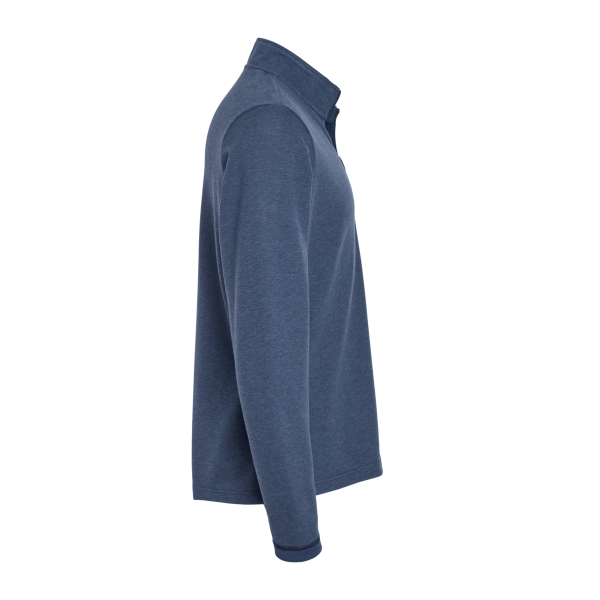 Adidas Men's 3-Stripes Quarter-Zip Sweater Pullover, Collegiate Navy Melange, Right Sleeve view