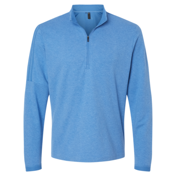 Adidas Men's 3-Stripes Quarter-Zip Sweater Pullover, Focus Blue Melange, Front view