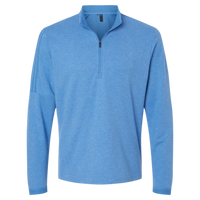 Adidas Men's 3-Stripes Quarter-Zip Sweater Pullover, Focus Blue Melange, Front view