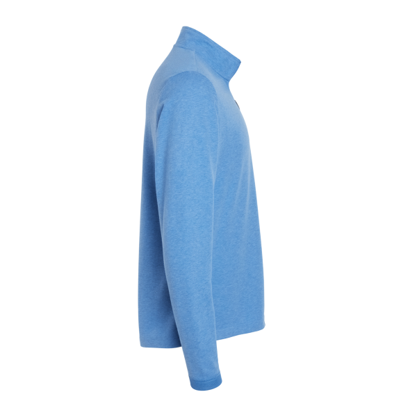 Adidas Men's 3-Stripes Quarter-Zip Sweater Pullover, Focus Blue Melange, Right Sleeve view