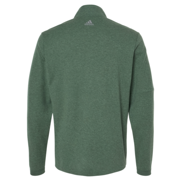 Adidas Men's 3-Stripes Quarter-Zip Sweater Pullover, Green Oxide Melange, Back view