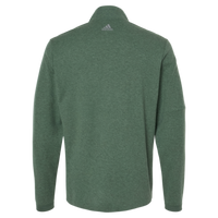 Adidas Men's 3-Stripes Quarter-Zip Sweater Pullover, Green Oxide Melange, Back view
