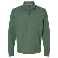 Adidas Men's 3-Stripes Quarter-Zip Sweater Pullover, Green Oxide Melange, Front view