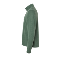 Adidas Men's 3-Stripes Quarter-Zip Sweater Pullover, Green Oxide Melange, Left Sleeve view