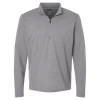 Adidas Men's 3-Stripes Quarter-Zip Sweater Pullover, Grey Three Melange, Front view