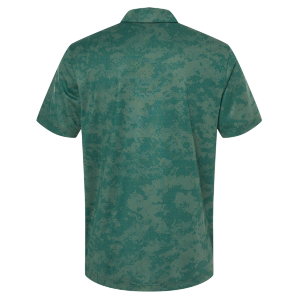 Adidas Men's All Over Camo Print Polo, Green Oxide, Back view