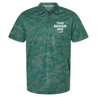 Adidas Men's All Over Camo Print Polo, Green Oxide, Front view, Mockup